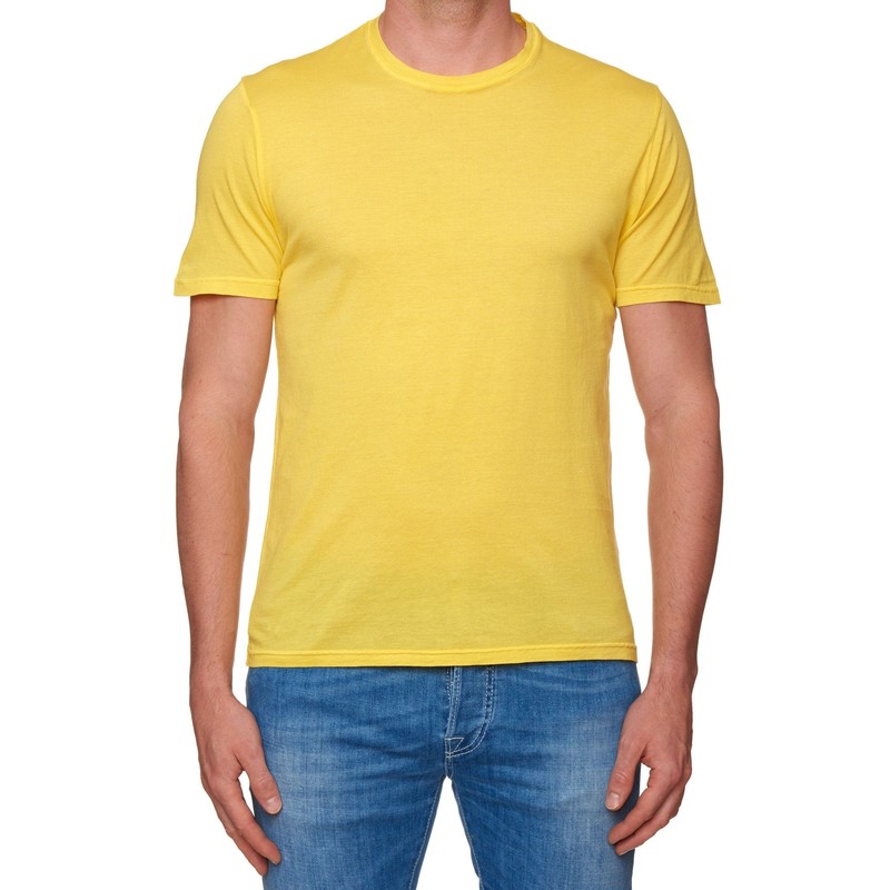 FEDELI “Gary” Yellow Cotton Superlight Frosted Short Sleeve T-Shirt NEW