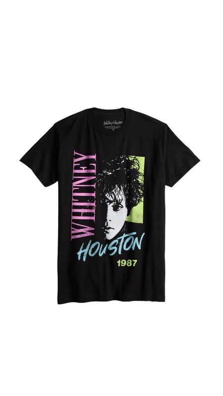 Mens Black Classic Photo Whitney Houston 90s POP Music Singer Shirt Medium