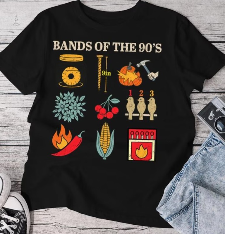 Retro Popular Music Bands of The 90s Rock Funny Vintage Shirt best/ new