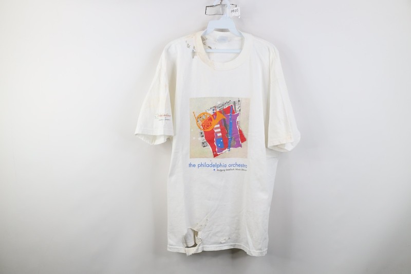 Vtg Y2K Mens XL Thrashed 2001 Tour The Philadelphia Orchestra Sawallisch T-Shirt