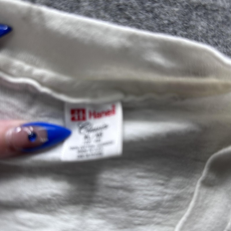 Vintage Shirt Mens L White Plain Crew Neck Tee Classic Basic Casual Undershirt gallery