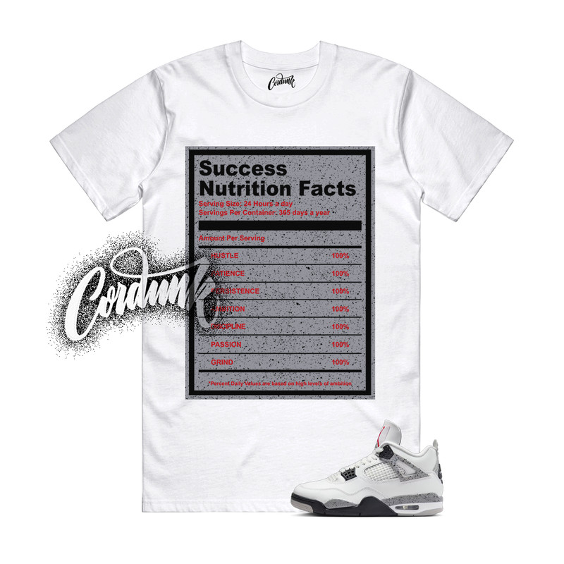 4 Cement White Summit Fire Red Tech Grey Black T Shirt Match Match SUCC