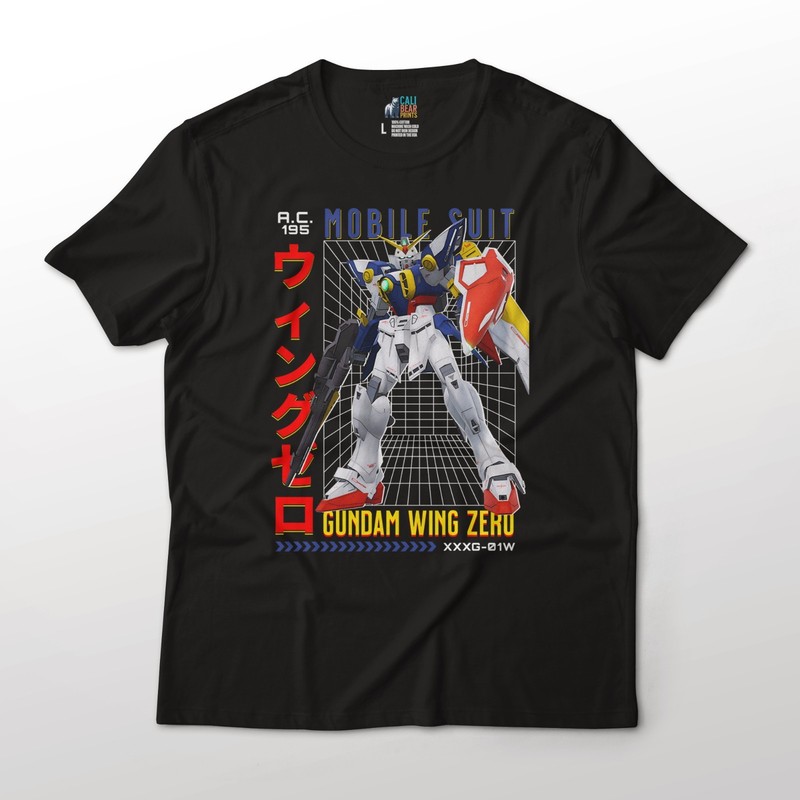Mobile Suit Gundam Wing Anime – Wing Gundam XXXG-01W Suit Graphic Art Cotton Tee