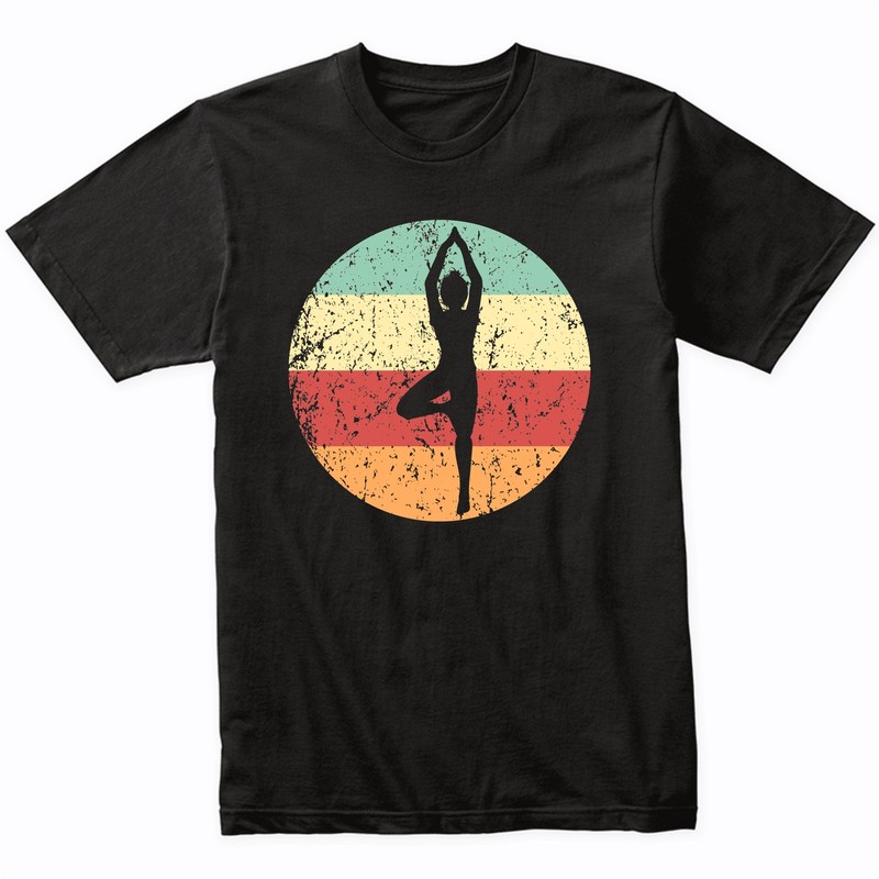 Yoga Pose Silhouette Retro Yoga T-Shirt – Retro Colors