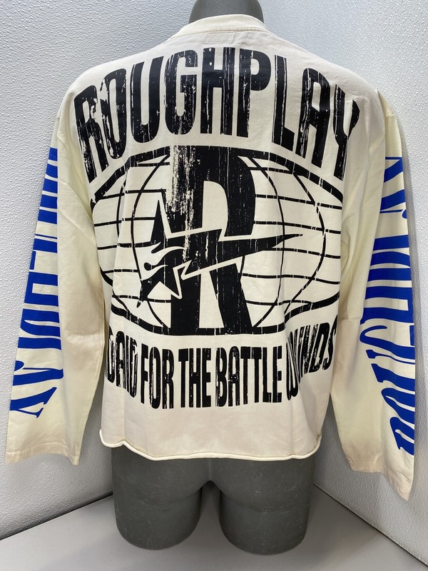 RoughPlay Unisex T-Shirt Beige/Multi Size L SunShower Long Sleeve Graphic Print gallery