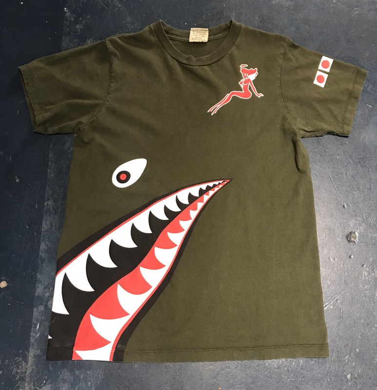 MAX BOXXER BRAND FLYING TIGER P40 TEE M MEDIUM DOUBLE SIDED ALL OVER PRINT SHIRT