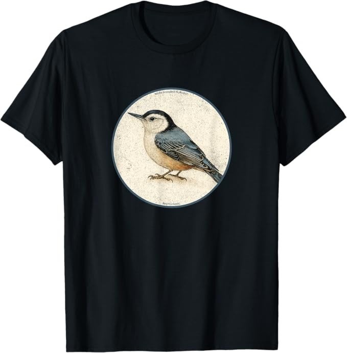 Retro White-Breasted Nuthatch Bird T-Shirt *10 Colors* NEW Tee by Bird Fantastic