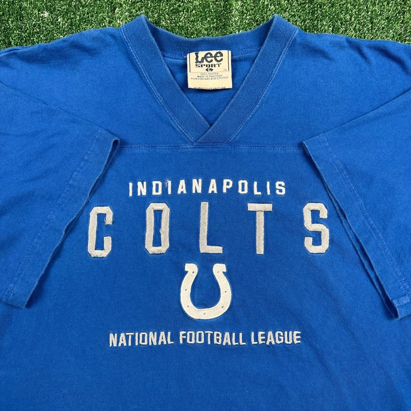 VTG Lee Sport Men’s Indianapolis Colts Blue V-Neck Cotton T-Shirt Mens L Blue