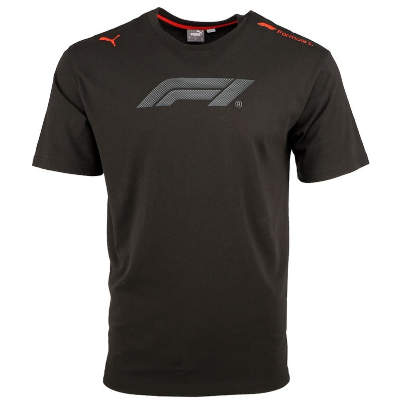 PUMA F1 Essentials Relaxed Crew Neck Short Sleeve T-Shirt Mens Black Casual Tops
