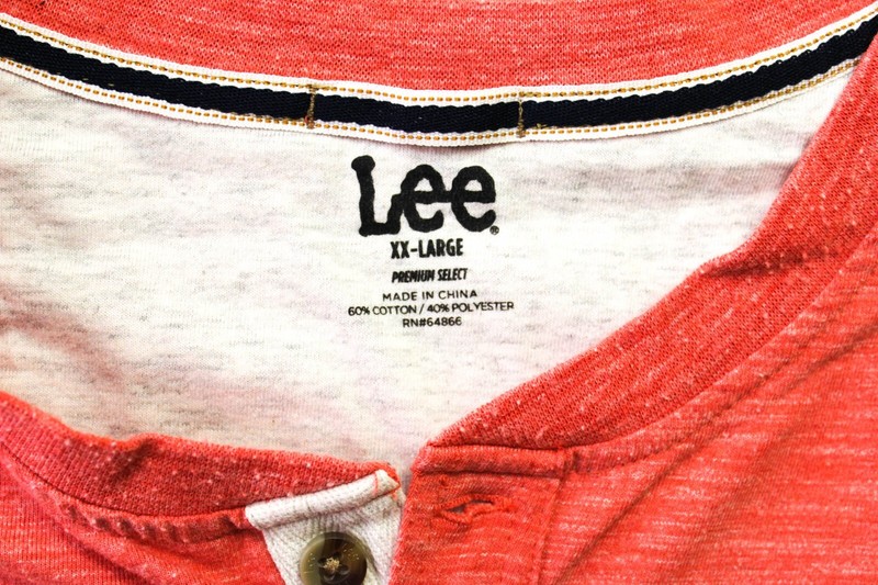 Lee Premium Select Men's Short Sleeve T-Shirt Button Up Collar Orange 2XL gallery