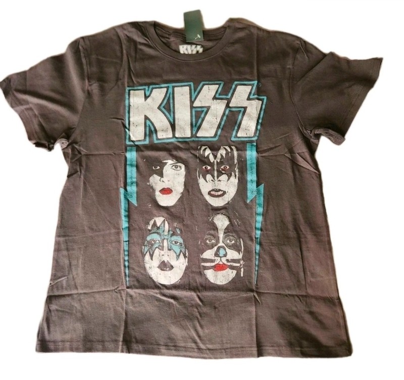 Official KISS Brand T-shirt Cotton Gray Band Tee Sizes 1X 2X 3X