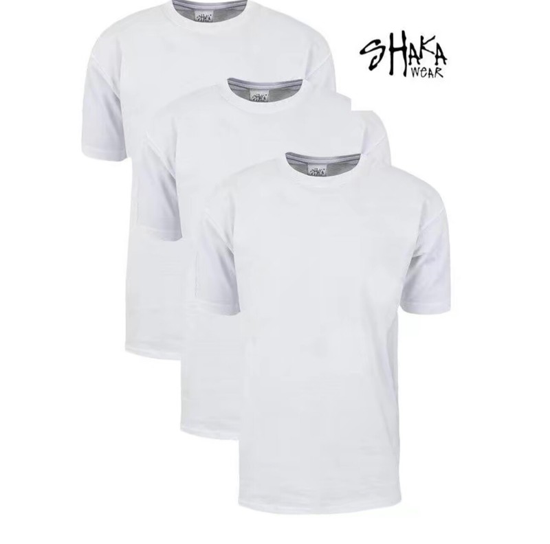 3 Pack Shaka Wear White 7.5 OZ MAX HEAVYWEIGHT SHORT SLEEVE