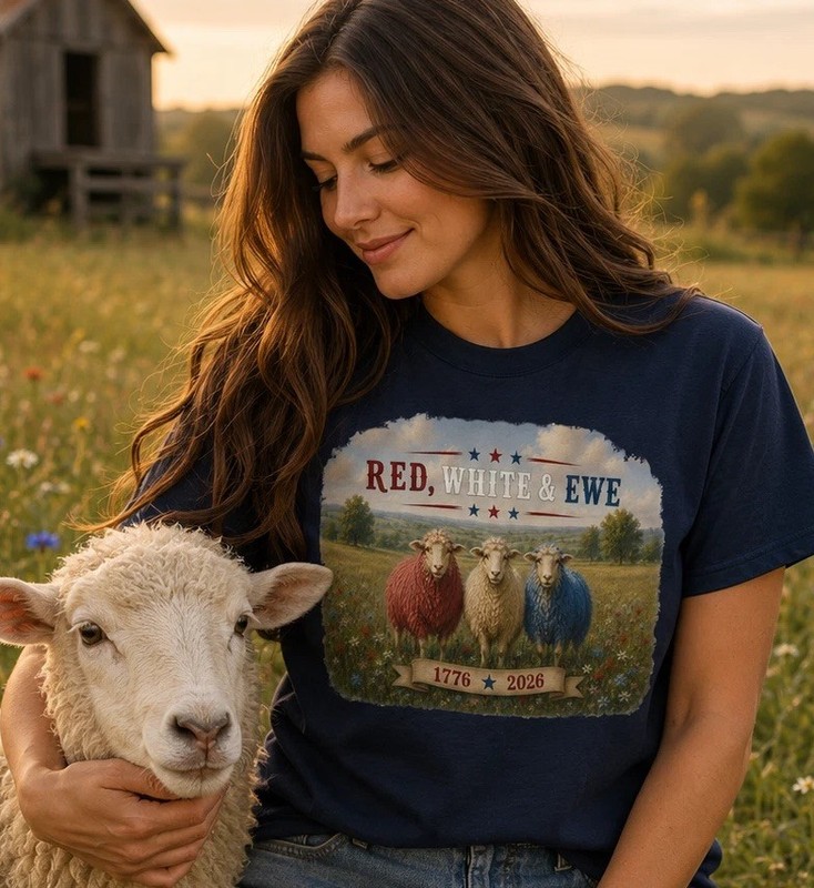 Cute Patriotic Red White & Ewe Tshirt July 4th Shirt Funny Sarcastic Sheep Tee