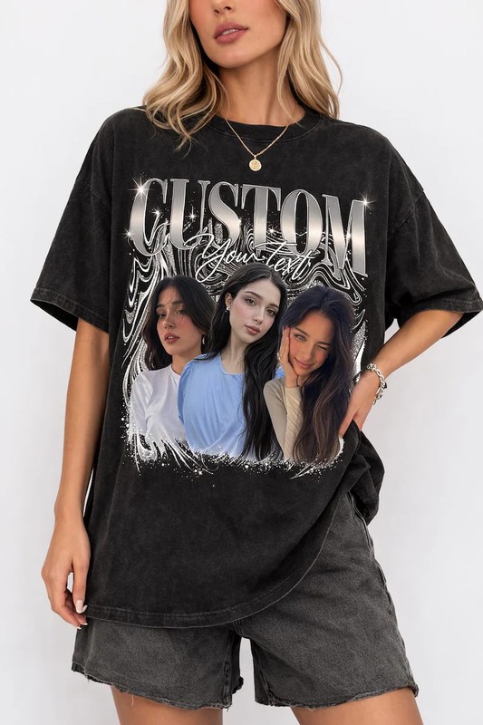 Custom Photo Bootleg Shirt Vintage Style Personalized Graphic Tee Gift