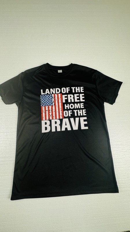 Land of the Free Home of the Brave Graphic Black T-shirt Mens L Patriotic