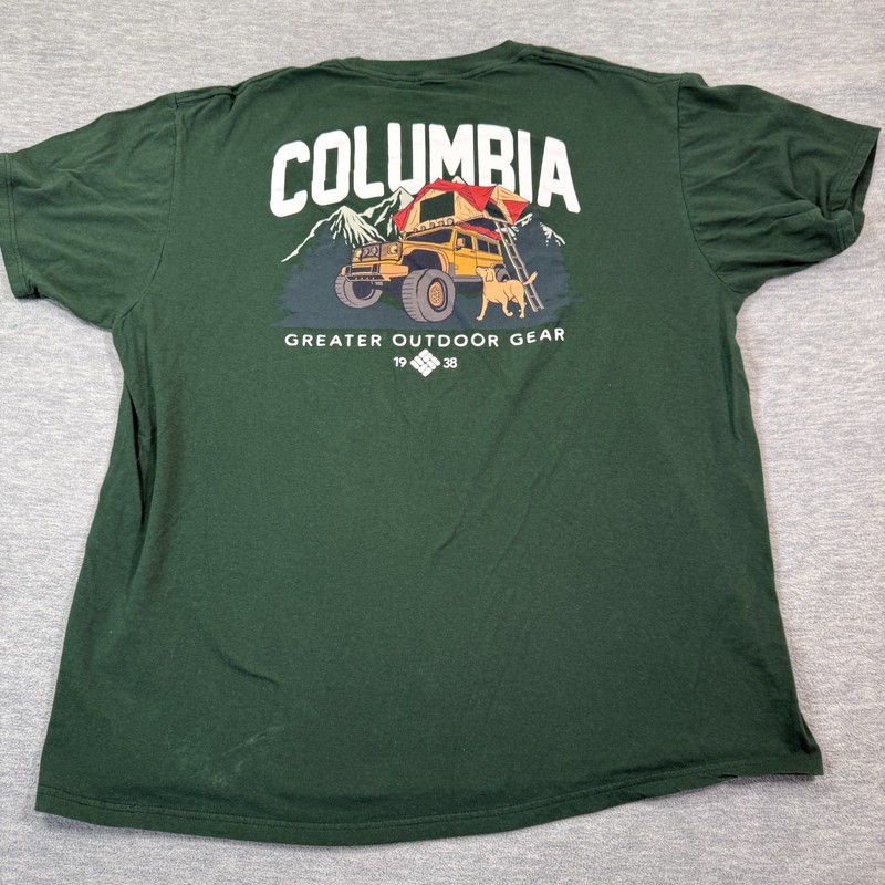 Columbia Shirt Men XL Green Short Sleeve Greater Outdoor Gear Truck Graphic Te