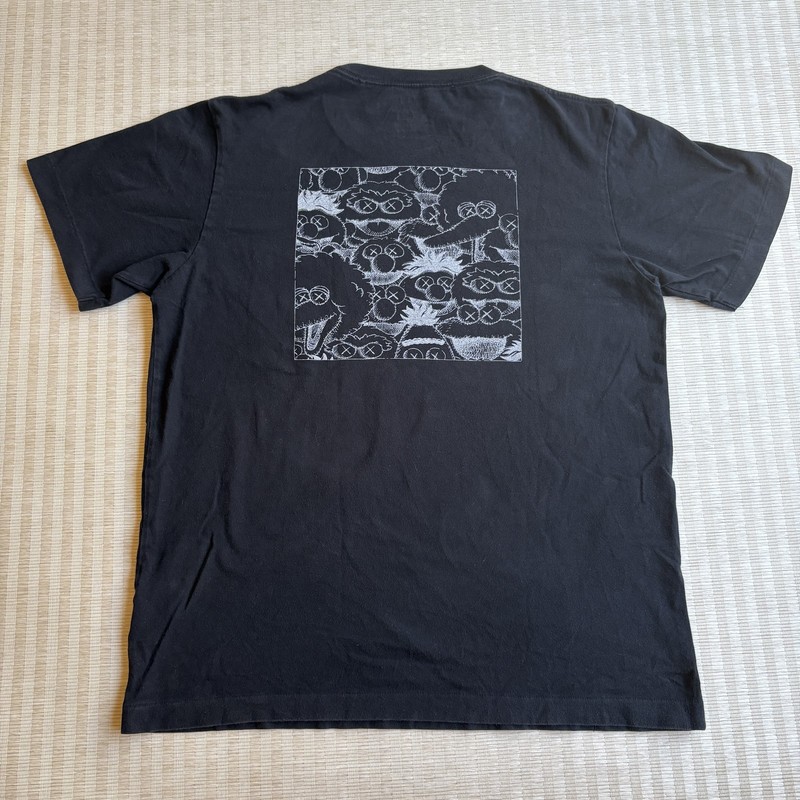 Kaws x Sesame Street Uniqlo Shirt Mens Medium Black UT Cotton Tee XX