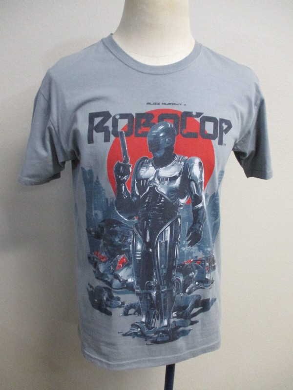 Robocop Shirt Mens Medium Gray Red Anime Cyborg Movie Comic Book Cyborg AOP