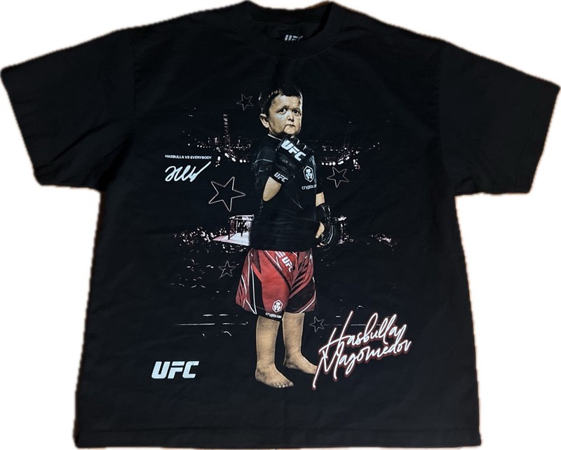 UFC Hasbulla Magomedov vs Everybody MMA 100% Cotton Black T-Shirt Adult L EUC