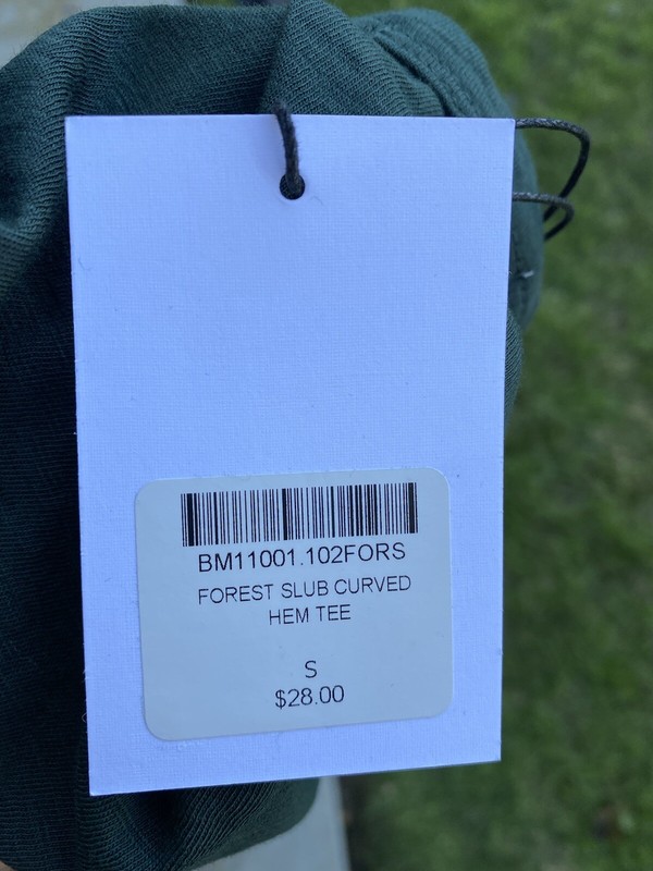 NWT Buck Mason Forest Green Slub Curved Cotton Curved Hem Tee T shirt gallery
