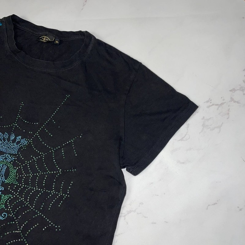 Christian Audigier T-shirt vintage Rhinestones print Ed hardy type y2k Size XL gallery