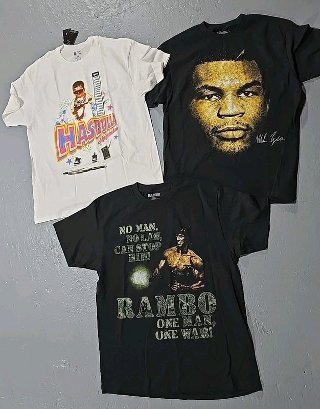 Rambo Mike Tyson Hasbulla UFC Graphic T-Shirt Lot 3pc SZ Large (N)