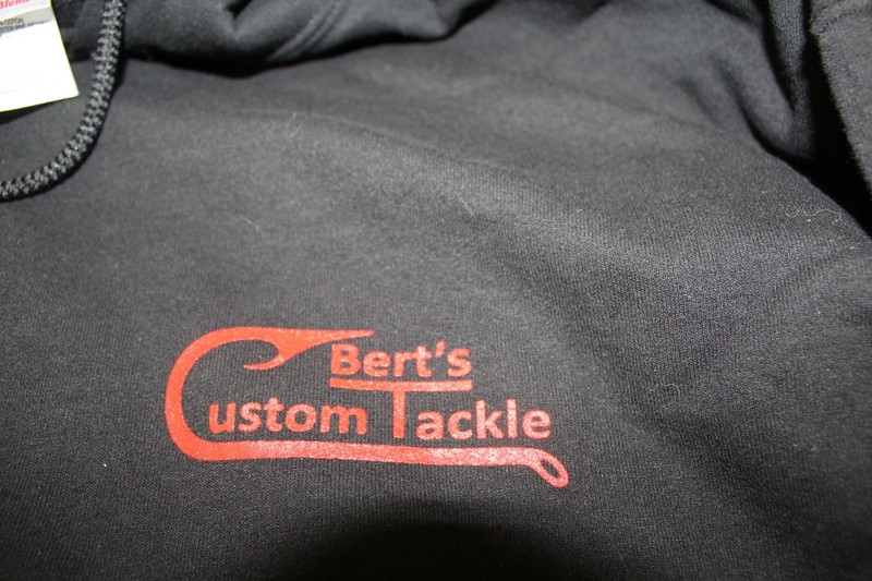 Berts Custom Tackle 50/50 Poly/Cotton Black Hooded Sweat Shirt Choose Size gallery