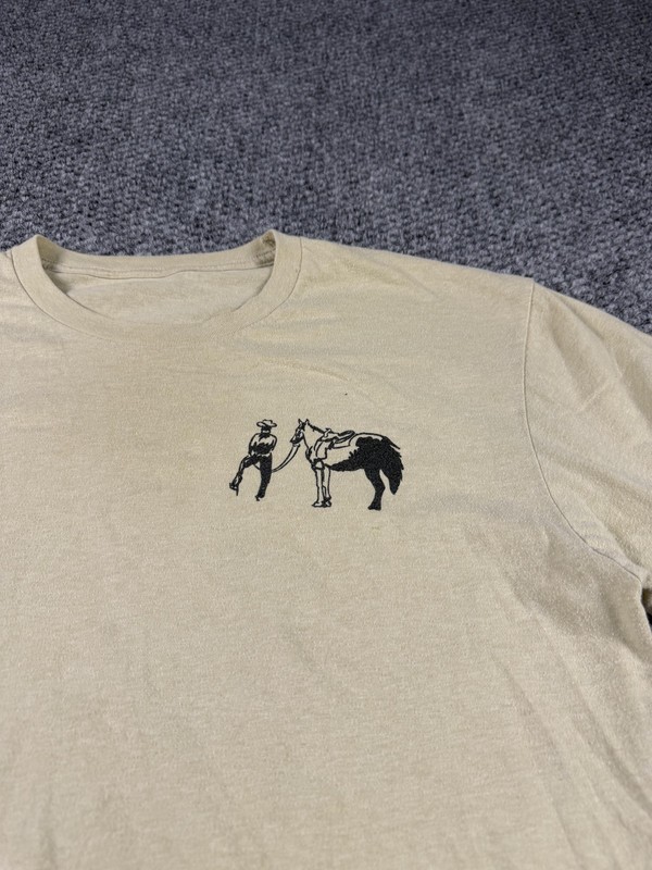 Poncho Shirt Mens Large Beige Cowboy Horse Graphic Tee Western Outdoors Casual gallery