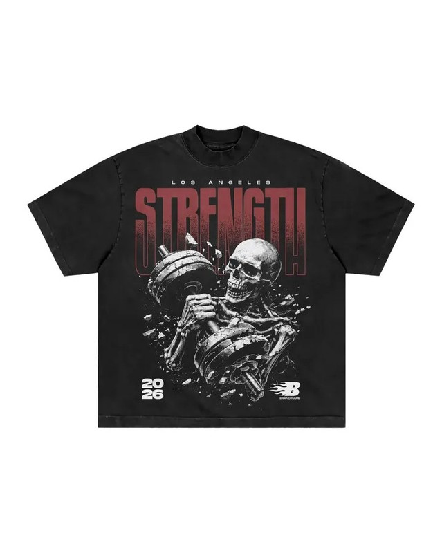 Gym Skeleton Strength Graphic T Shirt Fitness Workout Tee Unisex