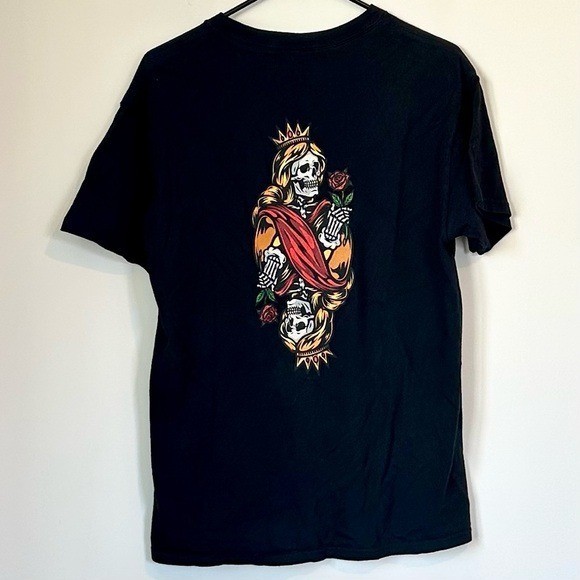 Black Skull Rose Crown Graphic Men's T-Shirt - Size: Medium gallery