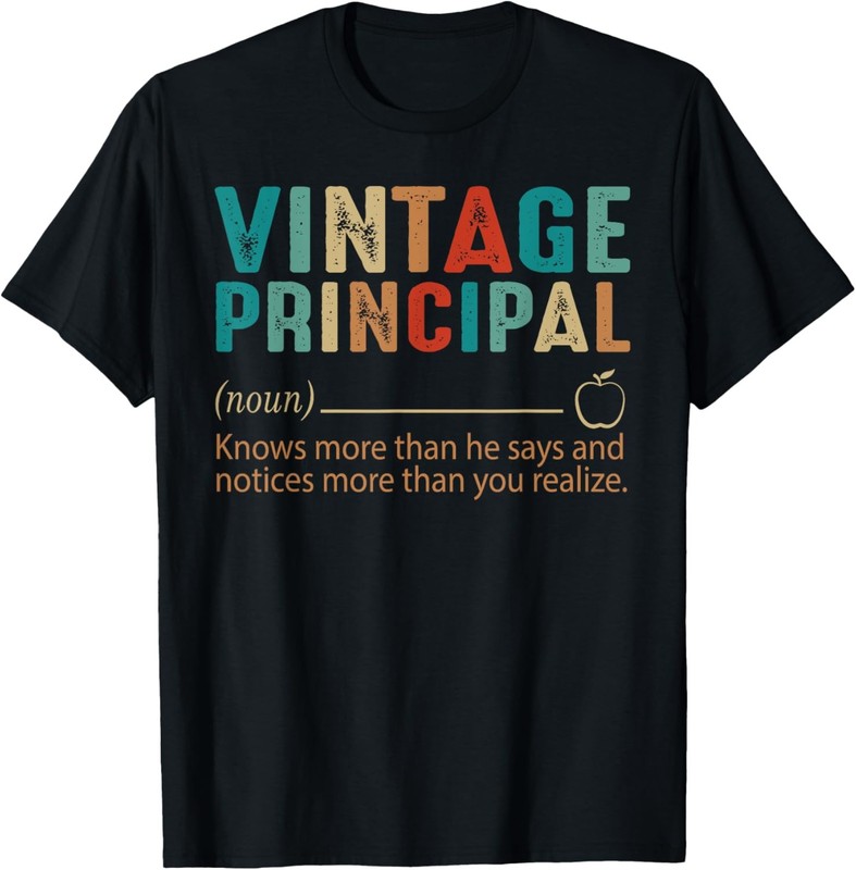 Principal Noun Men Vintage Style 60s 70s 80s Saying Gift T-Shirt