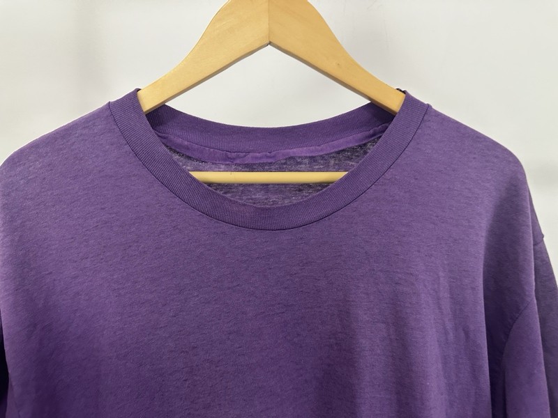 VTG 90s Paper Thin Plum Purple Burnout Worn Blank Bold T-Shirt Size XL gallery