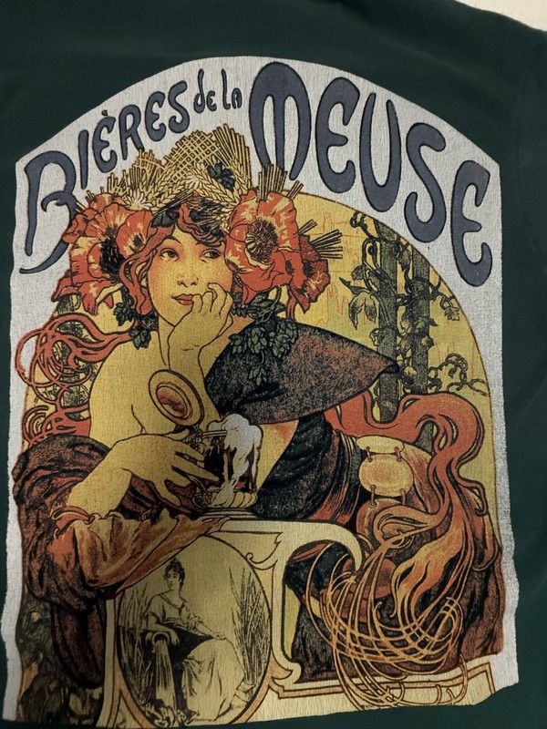 Rebel Graphic Tee Mens Medium Green Beer Art Nouveau Print Shirt