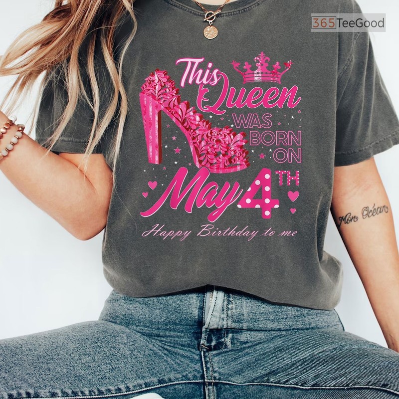 Queen Was Born On May 4 Tee, Elegant May 4th Birthday High Heels Shirt gallery