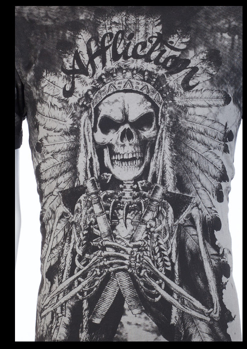 $58 AFFLICTION Grey TRUSTED TIME Short Sleeve Slim Fit Y2K MMA Elite T-shirt NWT gallery