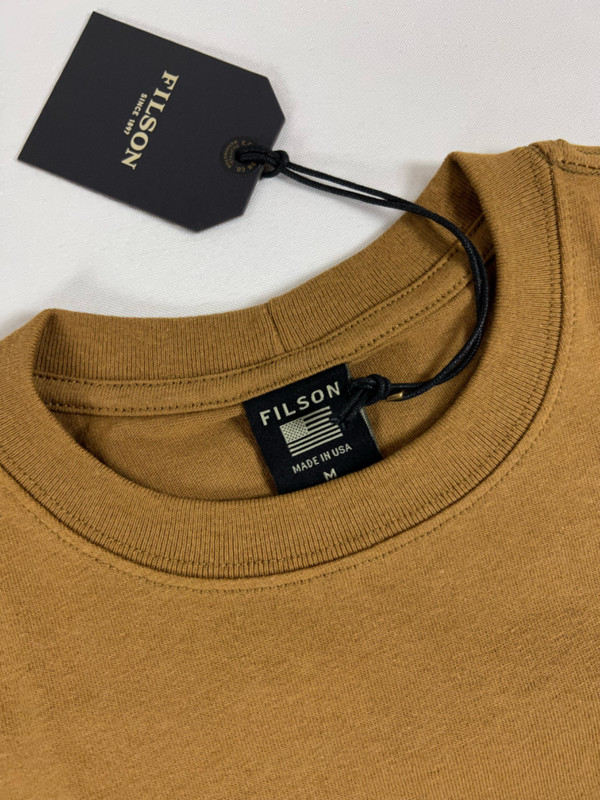 FILSON PIONEER GRAPHIC T-SHIRT GOLD OCHRE/AXE PATTERNS M NWT gallery