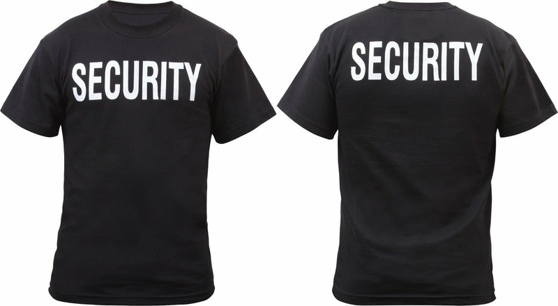 Security Double Sided T-Shirt Black & White Official Issue Officer Bouncer Event