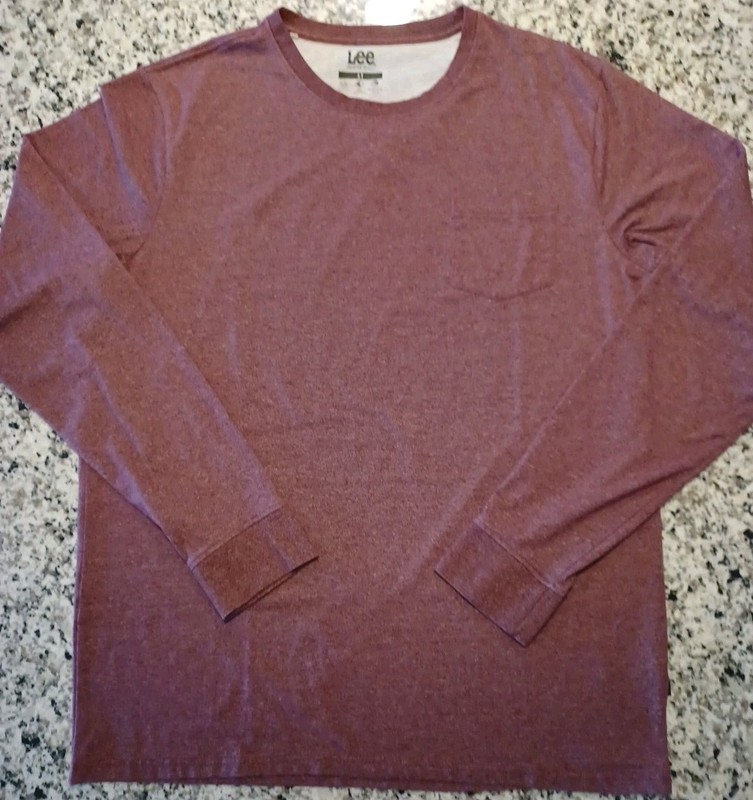 Lee Men’s LT Premium Select Long Sleeve Shirt Maroon Tall Crew Neck Super Soft