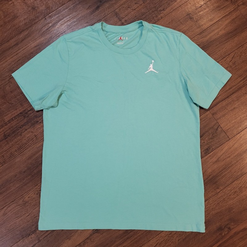 Jordan Jumpman Blank T Shirt Mens XL Emerald Rise Green White Logo Short Sleeve