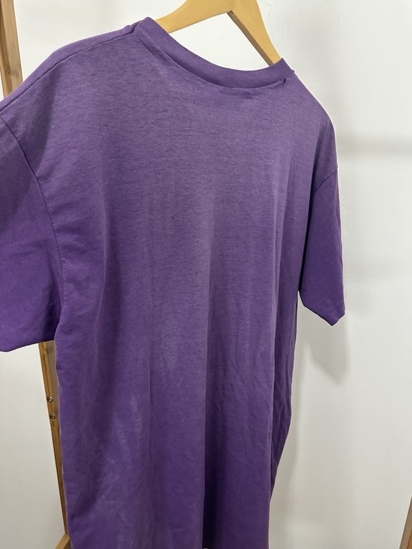VTG 90s Paper Thin Plum Purple Burnout Worn Blank Bold T-Shirt Size XL gallery