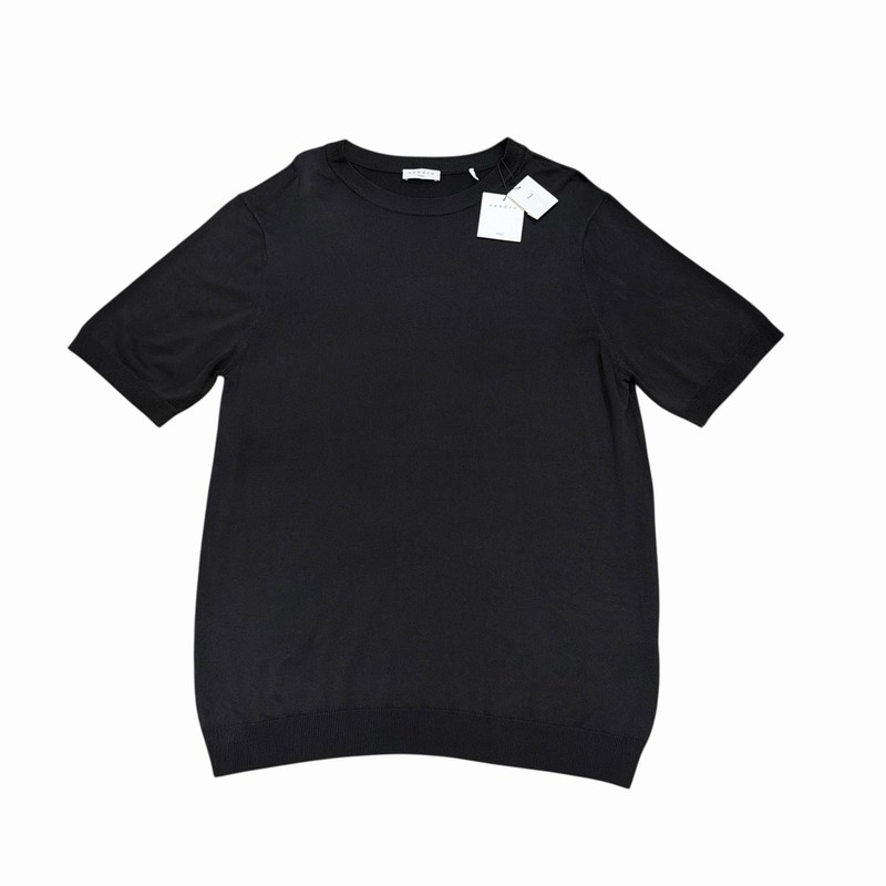 Sandro Pablo Tee Mens Size Large Knitted Crewneck Black