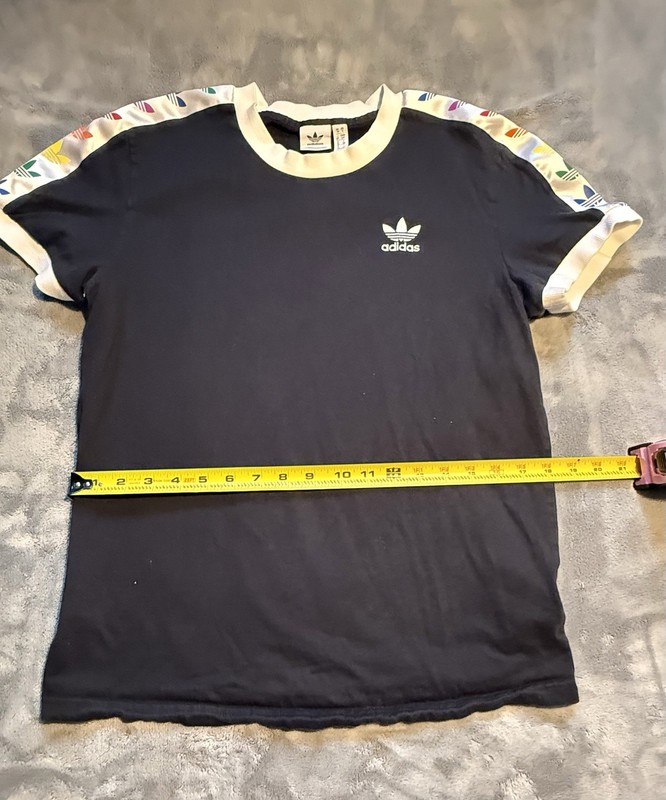 adidas Originals Ringer T-Shirt Black Rainbow Trefoil Logo Crew Pride Small gallery