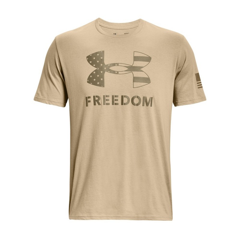 Under Armour 1370811 Men’s UA Freedom Logo T-Shirt, Sand/Federal Tan, 2X-Large