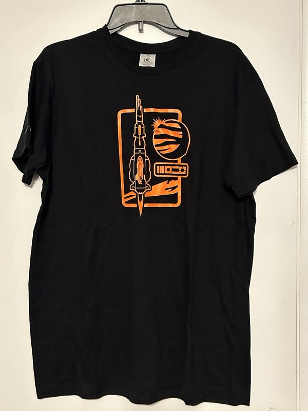 B & C Collection Men’s Extra Large Black T-Shirt With Neon Orange Graphics