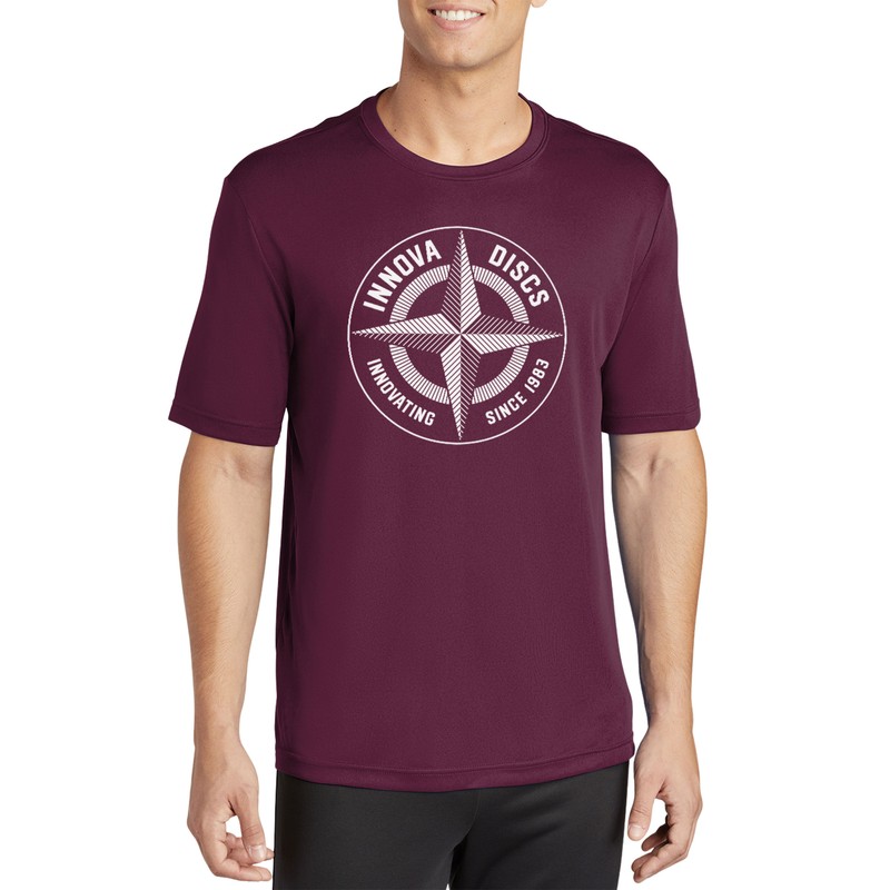 Innova Disc Golf Shirt First Run Star SS Performance Tee Maroon