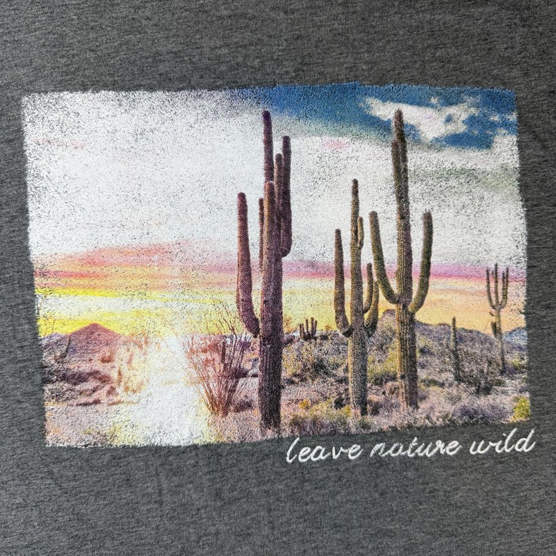 Mighty Fine Shirt Mens XL Gray Leave Nature Wild Desert Cactus Graphic Tee gallery
