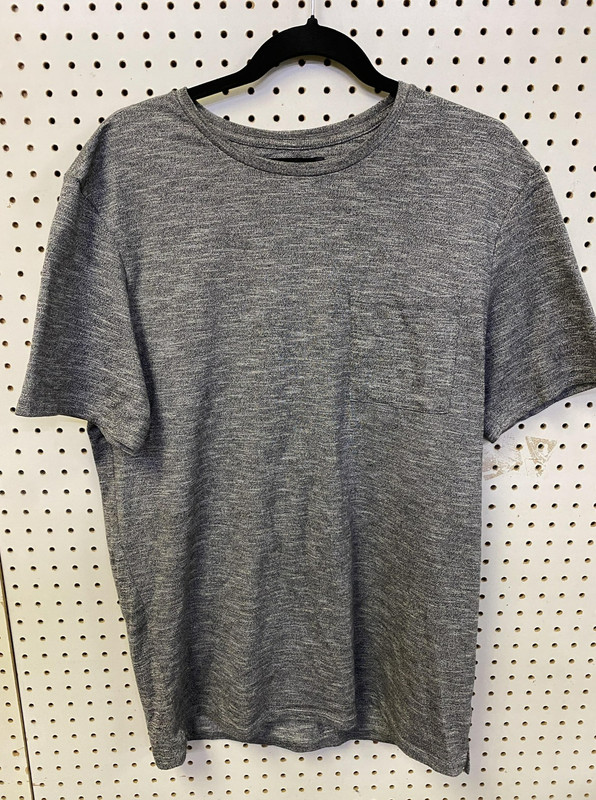 Shirt Mens Large Heather Gray Crewneck Short Sleeve Marled Knit Casual Basic