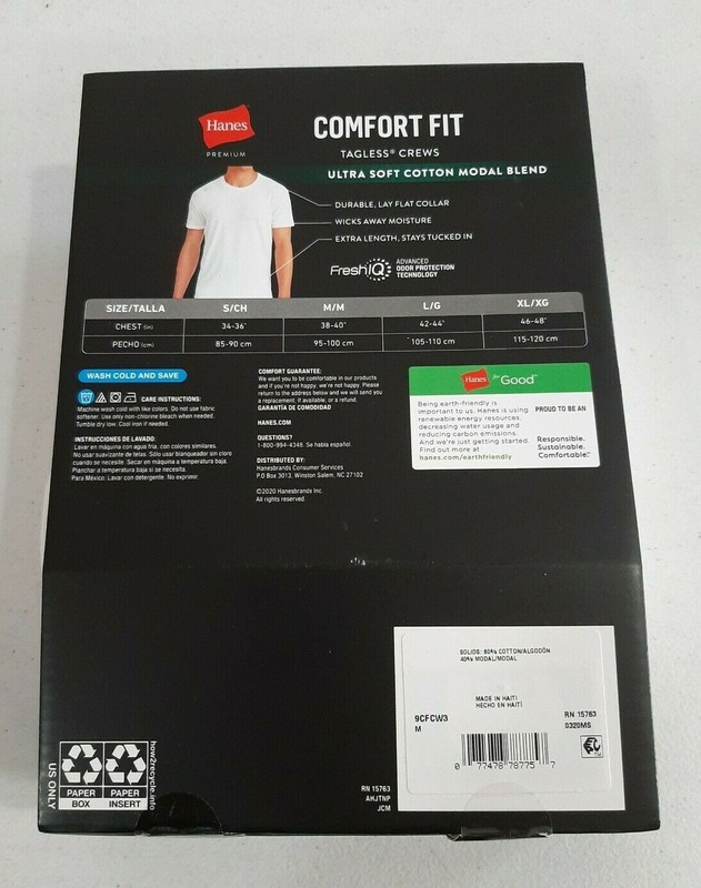 Hanes Premium Men's 3 Pack Comfort Fit Crew T-Shirts Size Medium White X Length gallery
