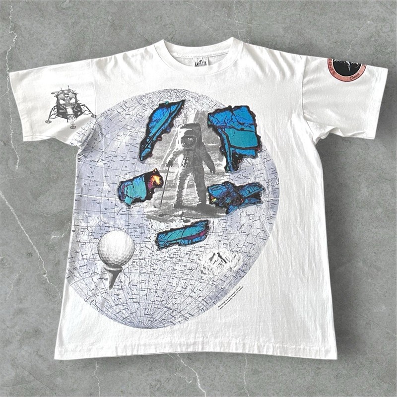 1990s NASA Apollo 14 Moon Landing Tee Andazia International White Large