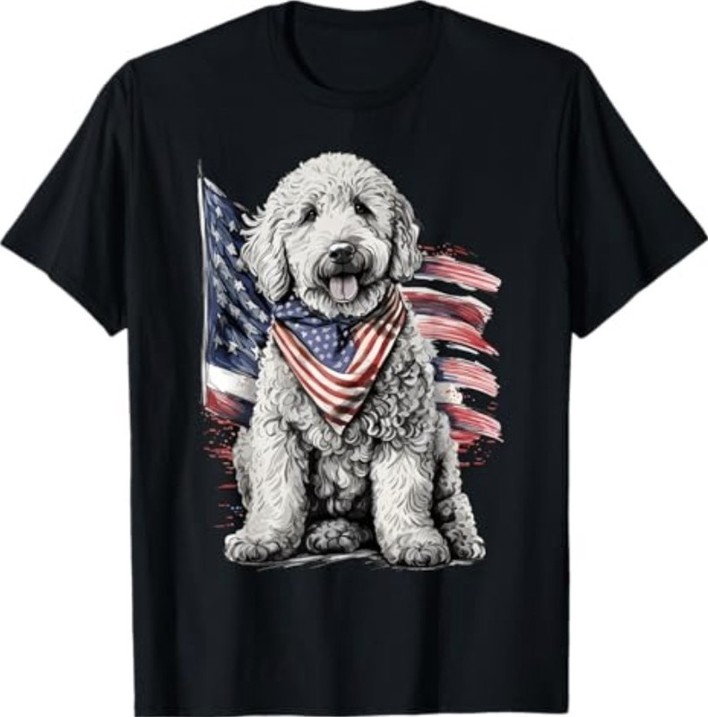 Goldendoodle 4th of July Patriotic Golden Doodle Dog T-Shirt